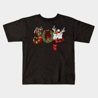 Christmas Joy Dwarf Stocking Reindeer Samoyed Kids T-Shirt